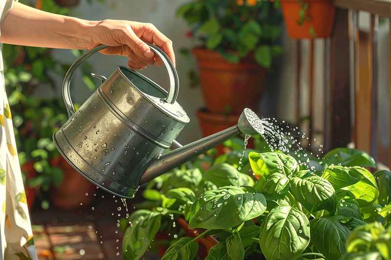 How to Start a Kitchen Garden at Home: A Complete Beginner’s Guide 8 Watering plants in pots