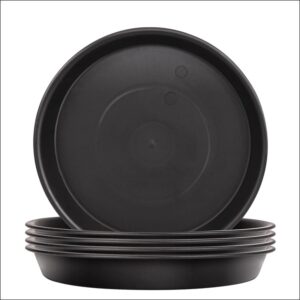 Black plant saucer drainage plate set of 5 for pots