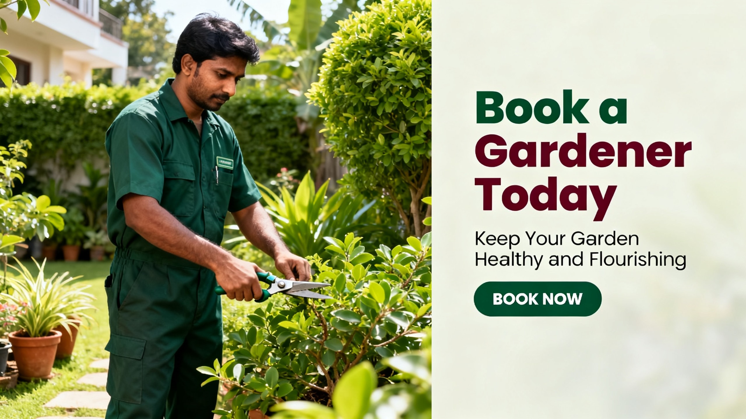 Book gardener service in Bangalore for plant care, garden maintenance and home gardening