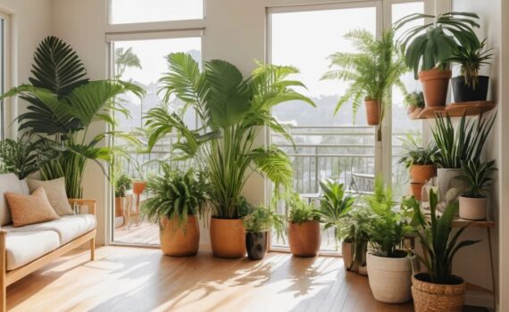 Top 10 ornamental plants for Bangalore homes and balconies, including vibrant flowering plants and lush greenery, arranged to enhance indoor and outdoor spaces with minimal maintenance.