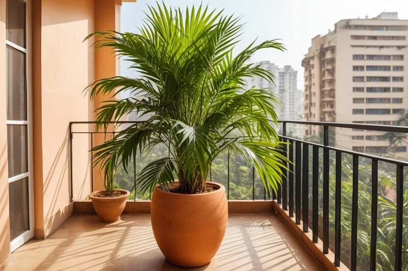 Top 10 Low-Maintenance Plants to Grow in Bangalore 5 Areca Palm placed indoors, popular low-maintenance air purifying plant