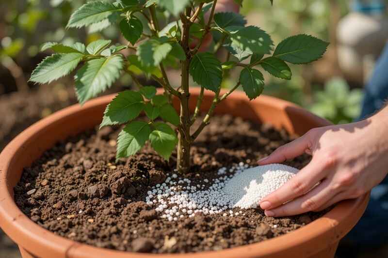 10 Things to Arrange Before Buying Roses Online 8 DAP fertilizer applied to rose pot soil for better root growth