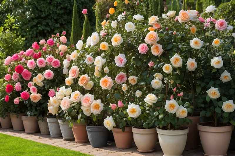 10 Things to Arrange Before Buying Roses Online 11 Various potted rose plant varieties including hybrid tea, miniature, and climbers