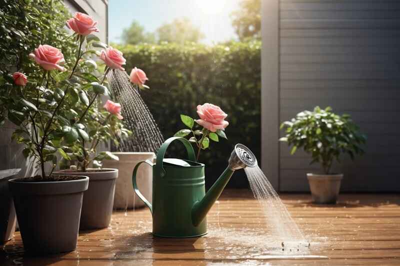 10 Things to Arrange Before Buying Roses Online 10 Watering a rose plant gently using a watering can