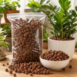 1KG LECA clay pebbles for plants natural expanded clay growing medium for hydroponics, drainage, and root aeration