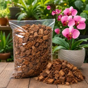 Coco Chips for Orchids 250GM natural coconut husk growing medium for orchid root growth and better drainage