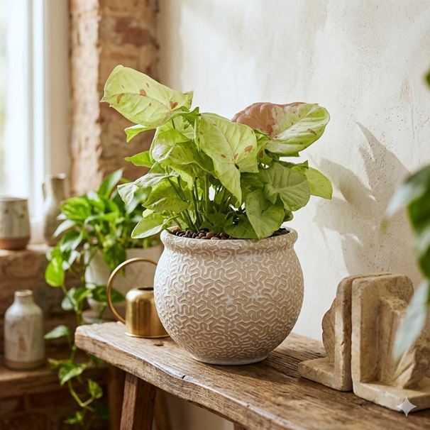 Terra Bloom 6-Inch Textured Ceramic Planter 1 Terra Bloom 6-inch textured ceramic planter for indoor plants
